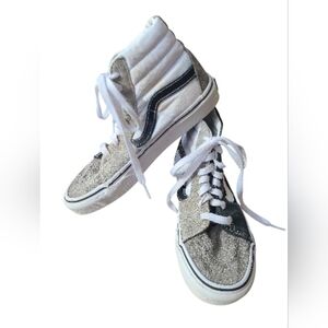 Vans White and Silver High-Top Sneakers